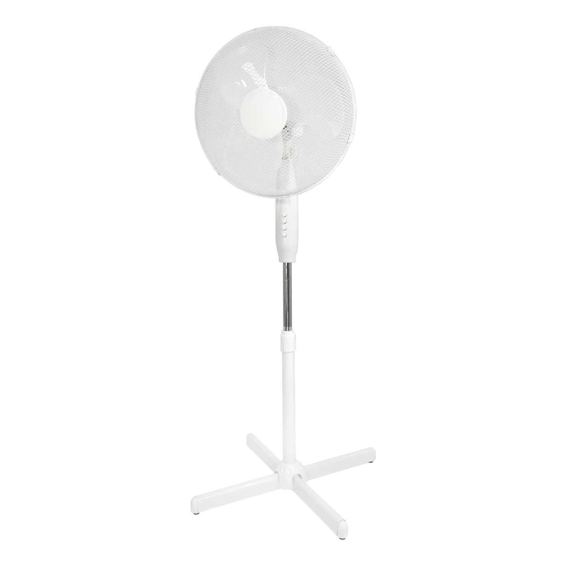 Ventilateur sur pied anti-basculement, réglable sur 3 niveaux de vitesse, 40W blanc avec protection contre la surchauffe